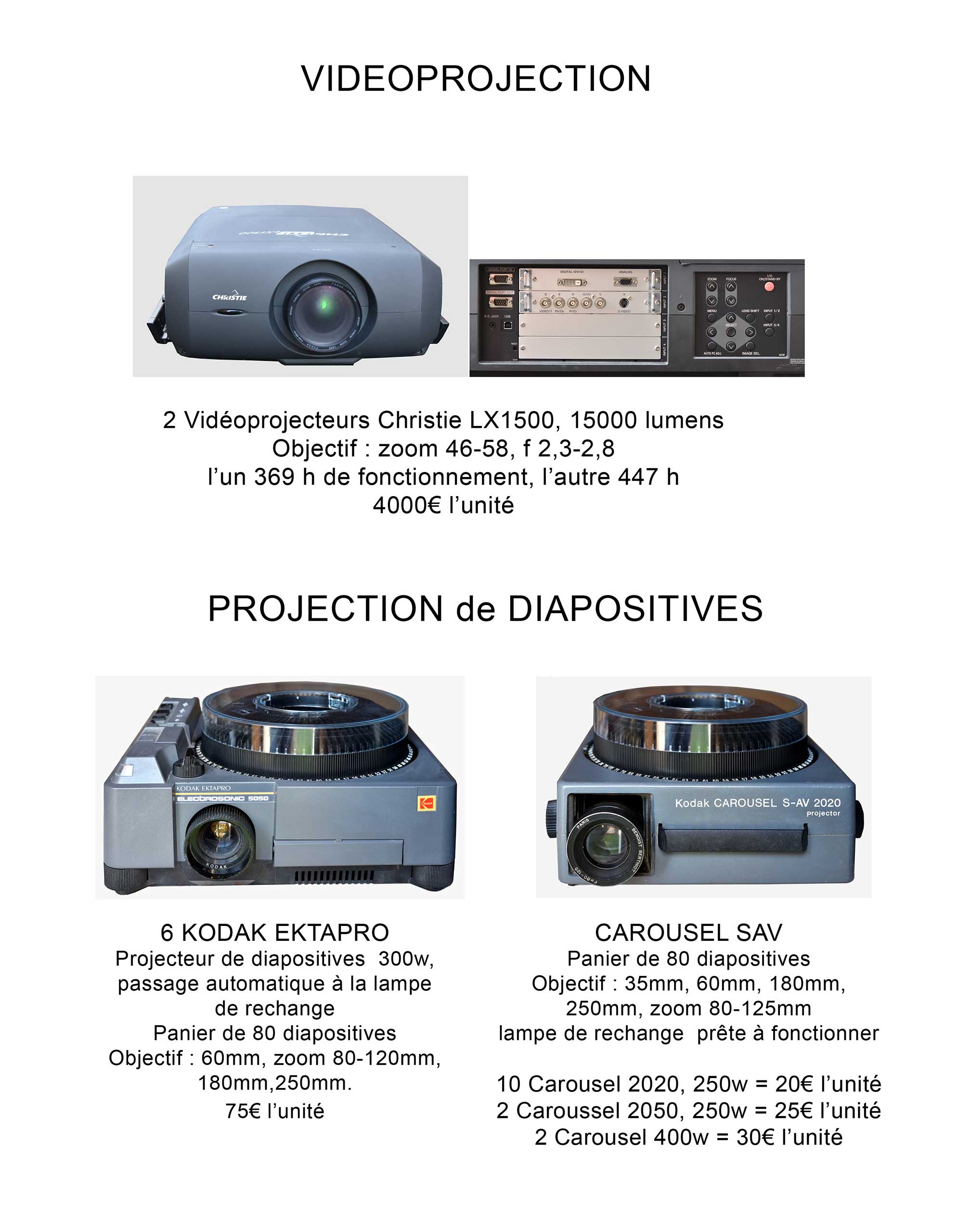 Matériel vidéo projection haute puissance et projection de diapositives en vente